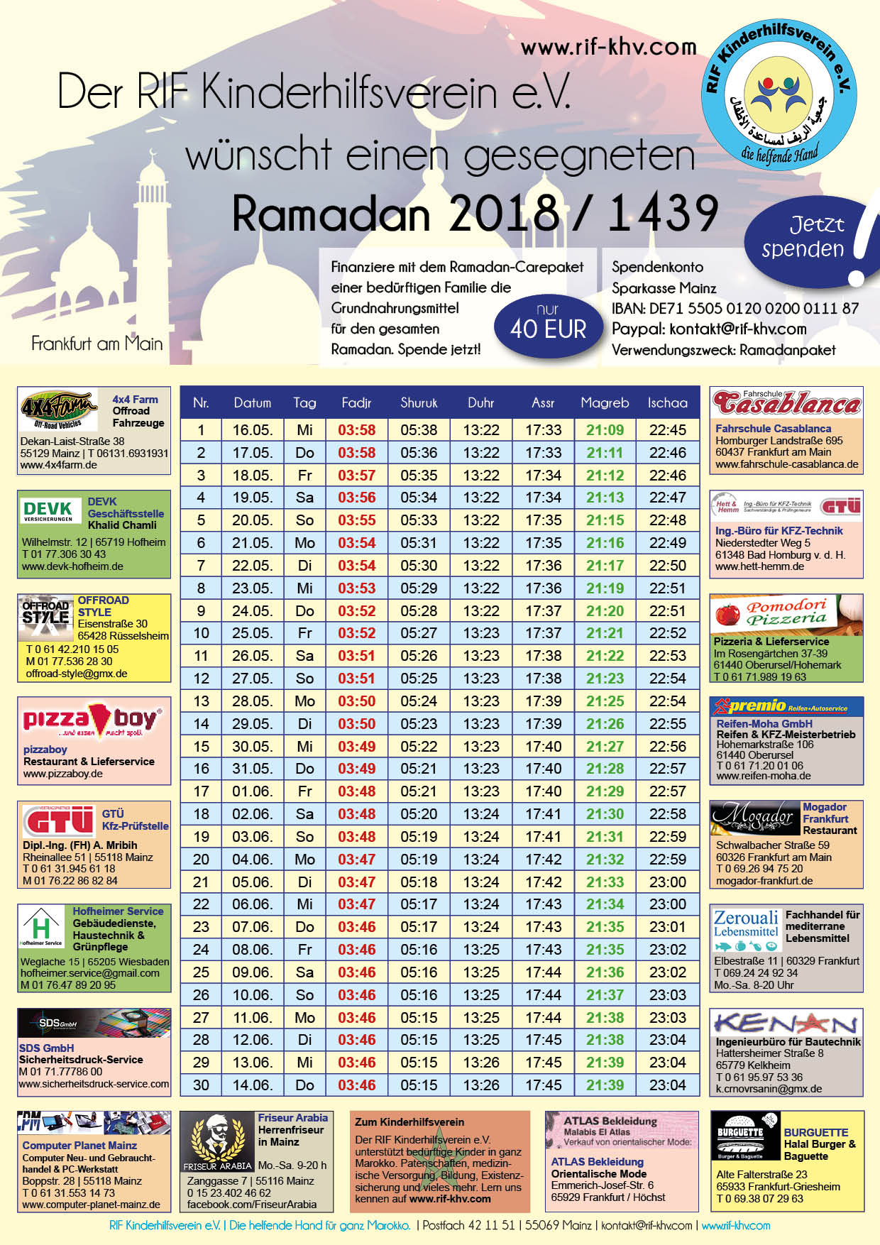 Ramadan, Count-down Kalender, neu in Duisburg - Hamborn